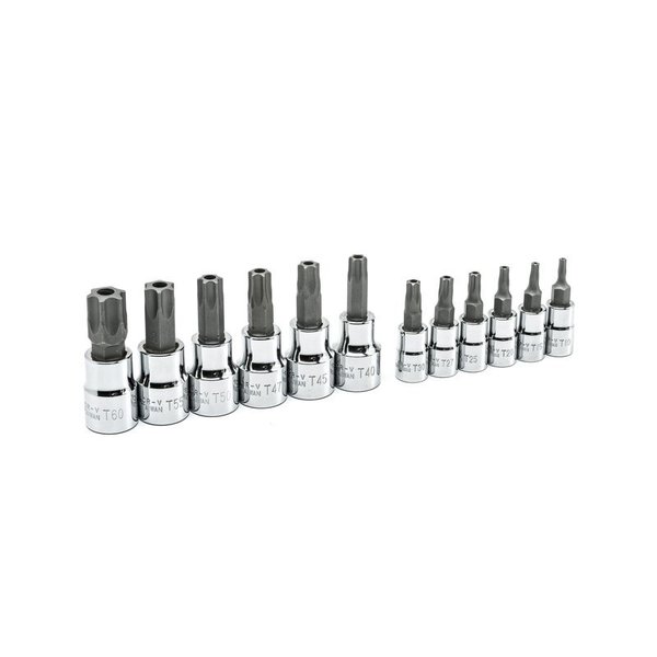 Weller Crescent 1/4 and 3/8 in. drive 6 Point Tamper Proof Torx Bit Socket Set 12 pc CBSS2TN